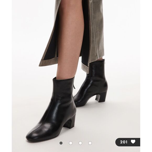 MNG BY Mango $130 Claire Leather Heeled Ankle Boots Black sz 40 US 9 - Picture 2 of 7